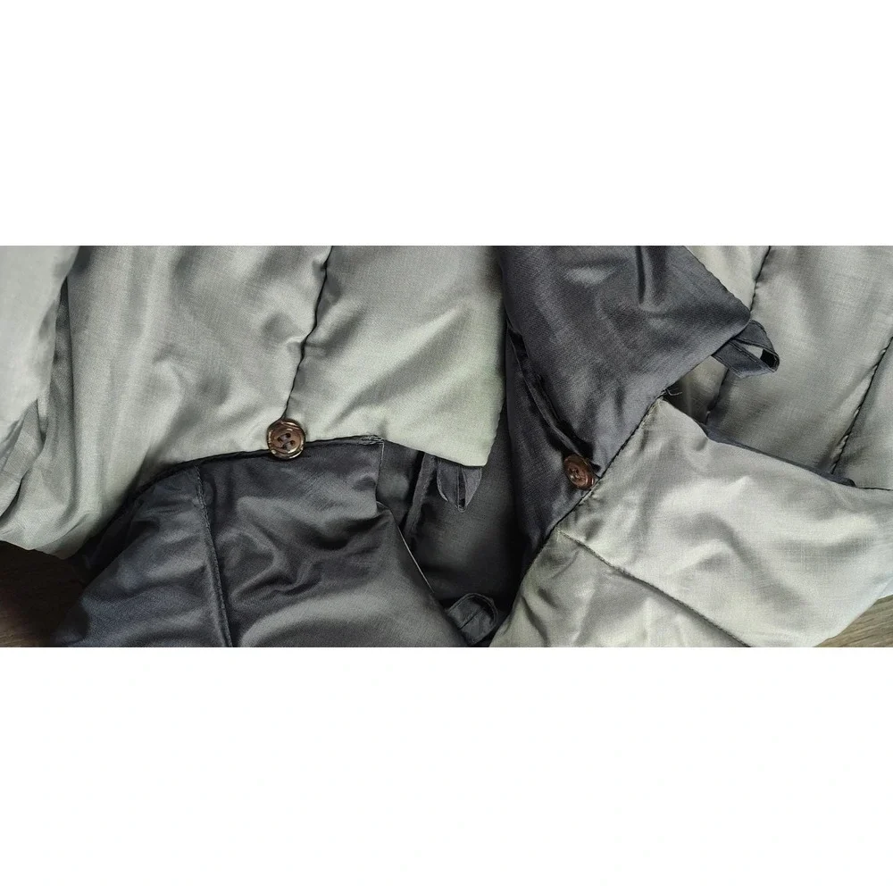 Vtg Forecaster Of Boston L Reversible Blue Silver Scalloped Hem Hippie Coat Long
